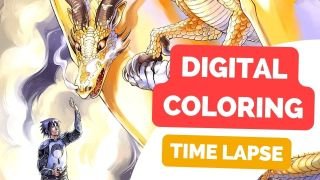Digital Coloring Time Lapse - SasuNaru Dragon AU (commission)